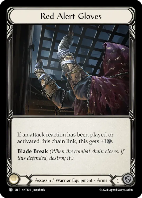Red Alert Gloves — The Hunted Flesh and Blood card by Joseph Qiu
