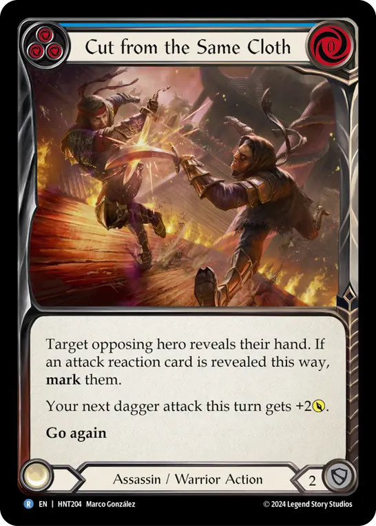 Cut from the Same Cloth (Blue) — The Hunted Flesh and Blood card by Marco González