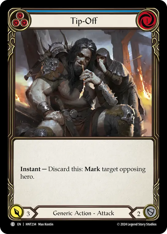 Tip-Off (Blue) — The Hunted Flesh and Blood card by Max Kostin