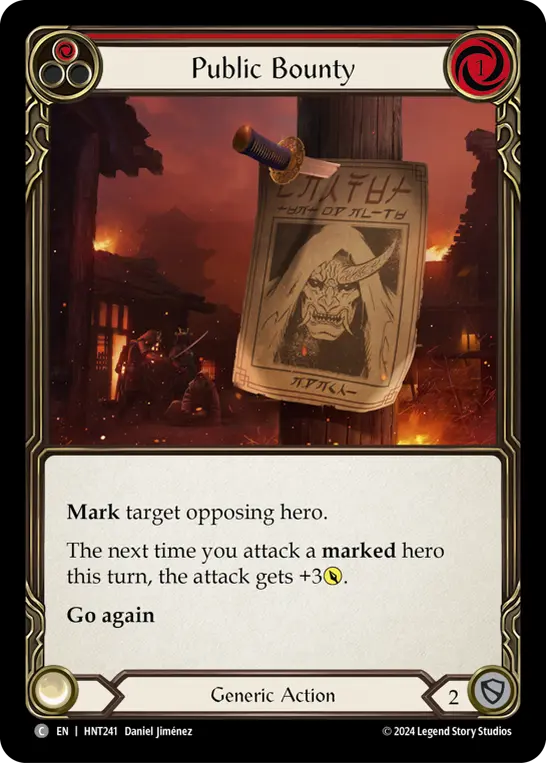 Public Bounty (Red) — The Hunted Flesh and Blood card by Daniel Jiménez