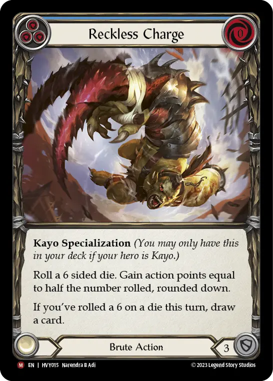 Reckless Charge — Heavy Hitters Flesh and Blood card by Narendra B Adi