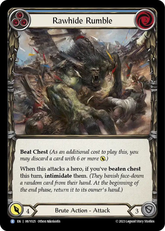 Rawhide Rumble (Blue) — Heavy Hitters Flesh and Blood card by Othon Nikolaidis