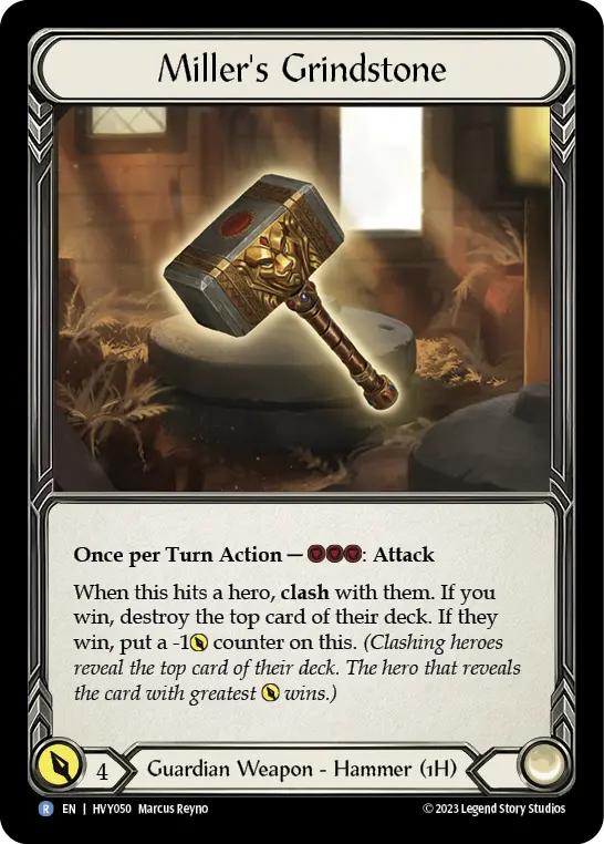 Miller's Grindstone — Heavy Hitters Flesh and Blood card by Marcus Reyno