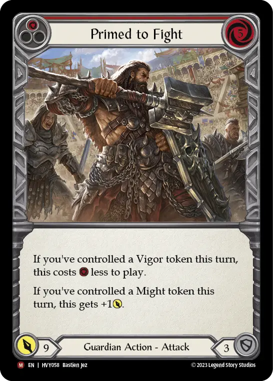 Primed to Fight — Heavy Hitters Flesh and Blood card by Bastien Jez