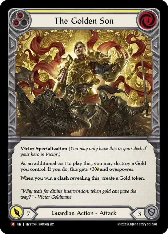 The Golden Son — Heavy Hitters Flesh and Blood card by Bastien Jez
