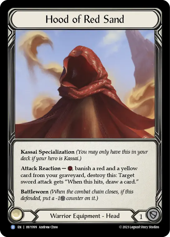 Hood of Red Sand — Heavy Hitters Flesh and Blood card by Andrew Chou