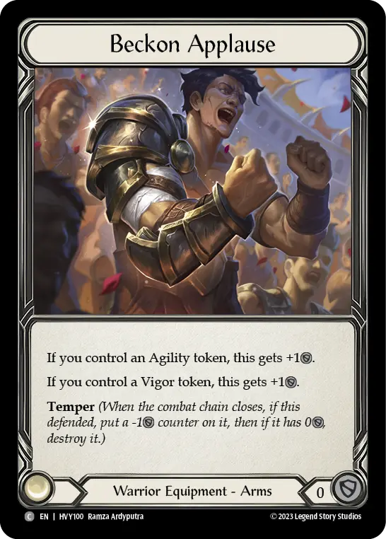 Beckon Applause — Heavy Hitters Flesh and Blood card by Ramza Ardyputra