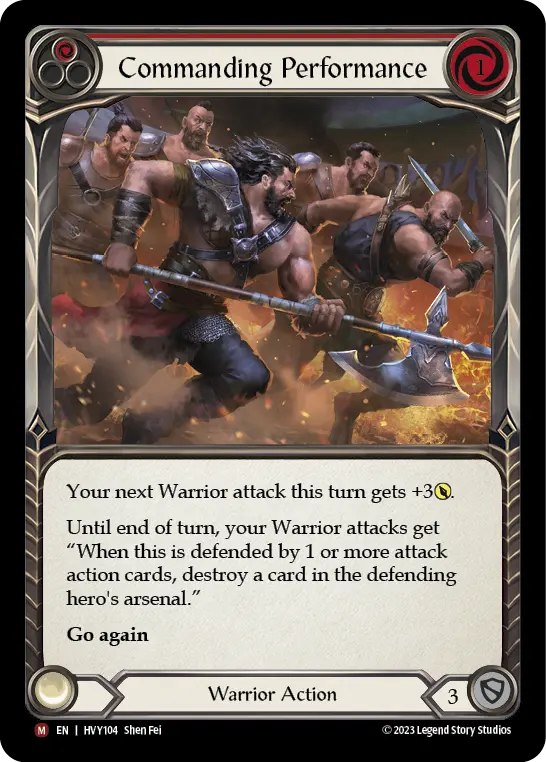 Commanding Performance — Heavy Hitters Flesh and Blood card by Shen Fei
