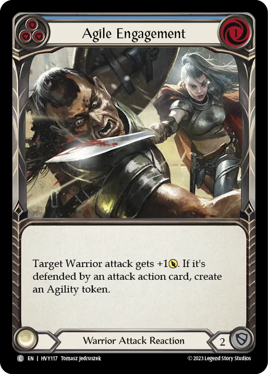 Agile Engagement (Blue) — Heavy Hitters Flesh and Blood card by Tomasz Jedruszek