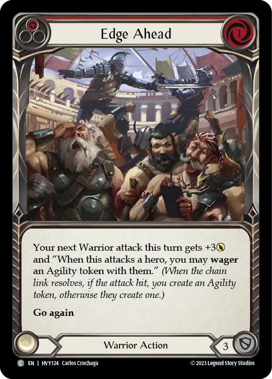 Edge Ahead (Red) — Heavy Hitters Flesh and Blood card by Carlos Cruchaga