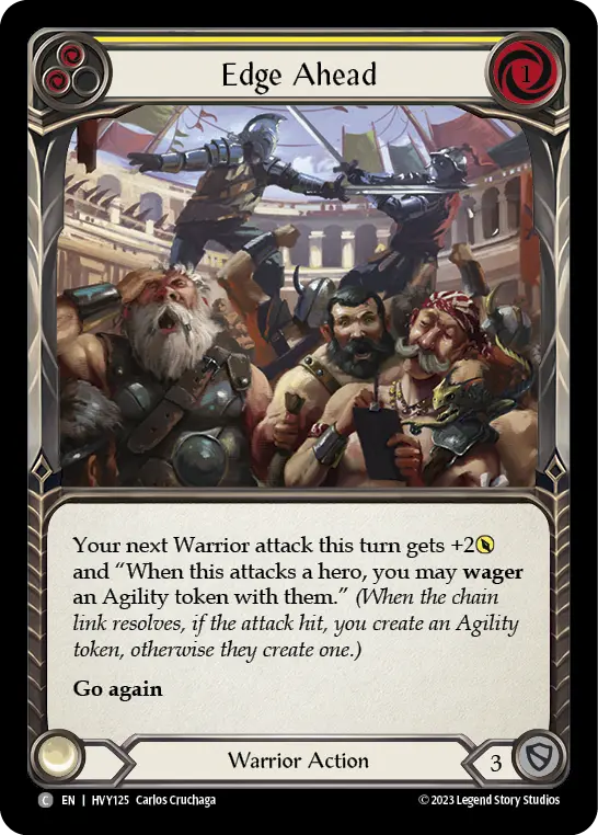 Edge Ahead (Yellow) — Heavy Hitters Flesh and Blood card by Carlos Cruchaga