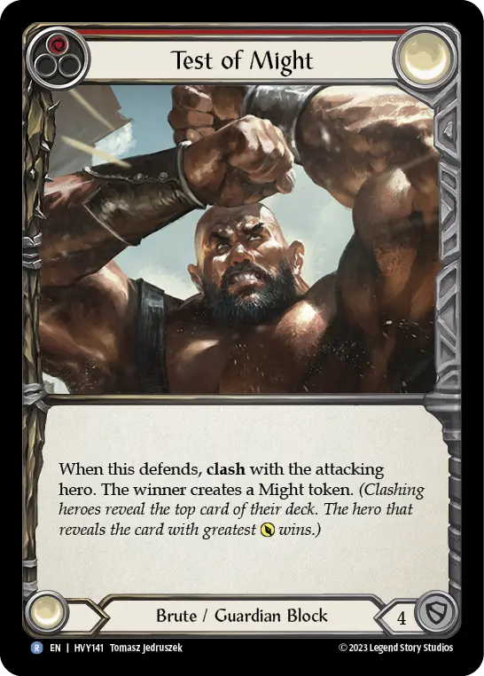 Test of Might — Heavy Hitters Flesh and Blood card by Tomasz Jedruszek