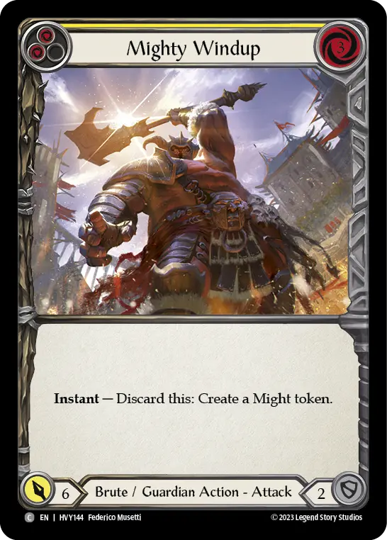 Mighty Windup (Yellow) — Heavy Hitters Flesh and Blood card by Federico Musetti