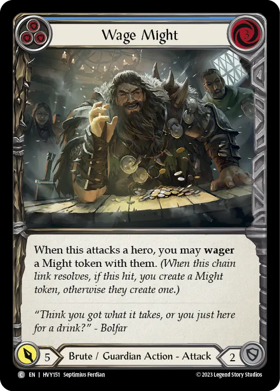 Wage Might (Blue) — Heavy Hitters Flesh and Blood card by Septimius Ferdian
