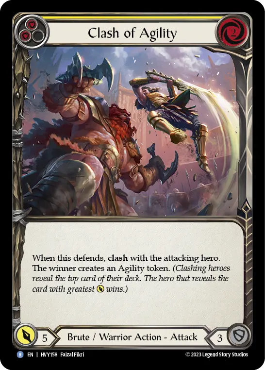 Clash of Agility (Yellow) — Heavy Hitters Flesh and Blood card by Faizal Fikri