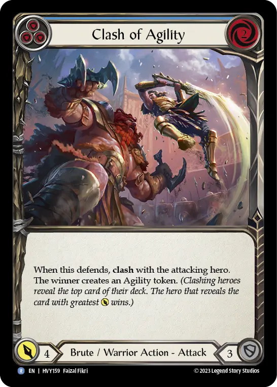 Clash of Agility (Blue) — Heavy Hitters Flesh and Blood card by Faizal Fikri