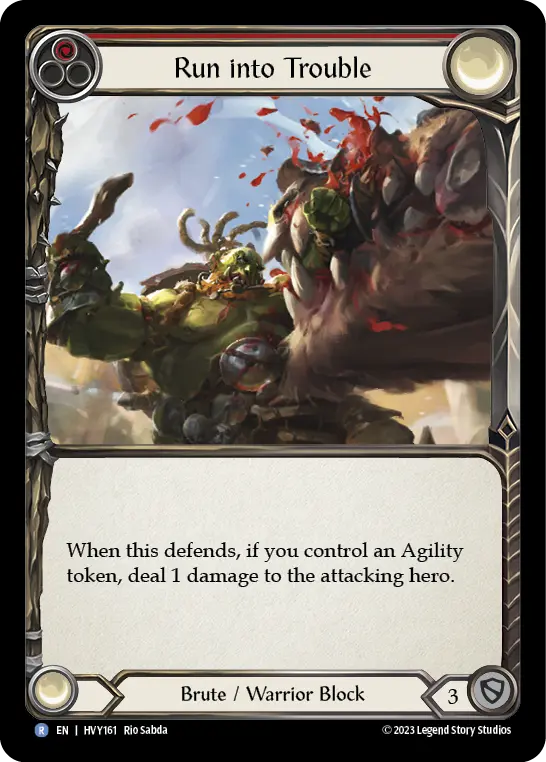 Run into Trouble — Heavy Hitters Flesh and Blood card by Rio Sabda
