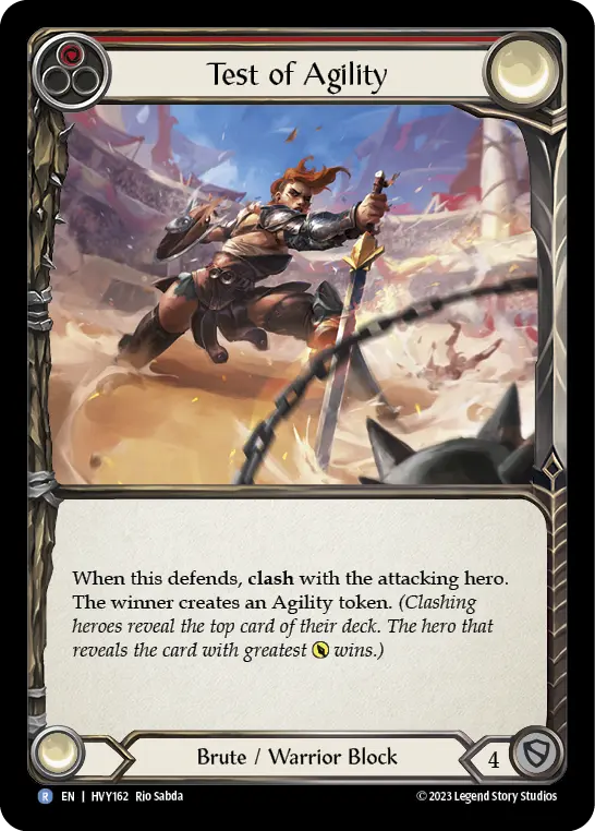 Test of Agility — Heavy Hitters Flesh and Blood card by Rio Sabda