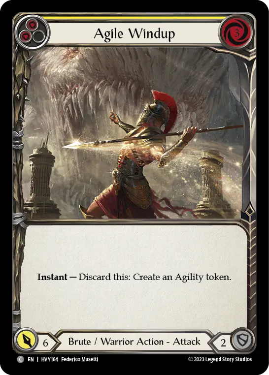 Agile Windup (Yellow) — Heavy Hitters Flesh and Blood card by Federico Musetti