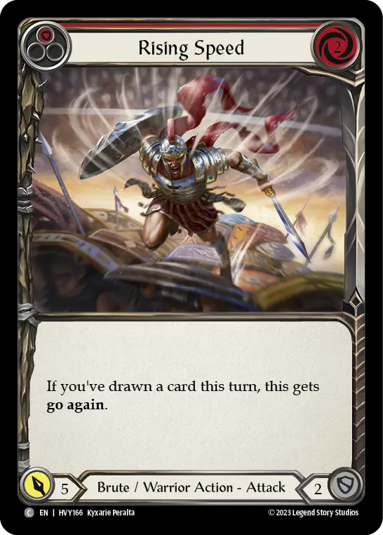 Rising Speed (Red) — Heavy Hitters Flesh and Blood card by Kyxarie Peralta
