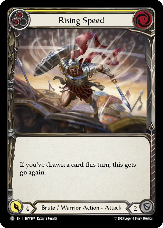 Rising Speed (Yellow) — Heavy Hitters Flesh and Blood card by Kyxarie Peralta