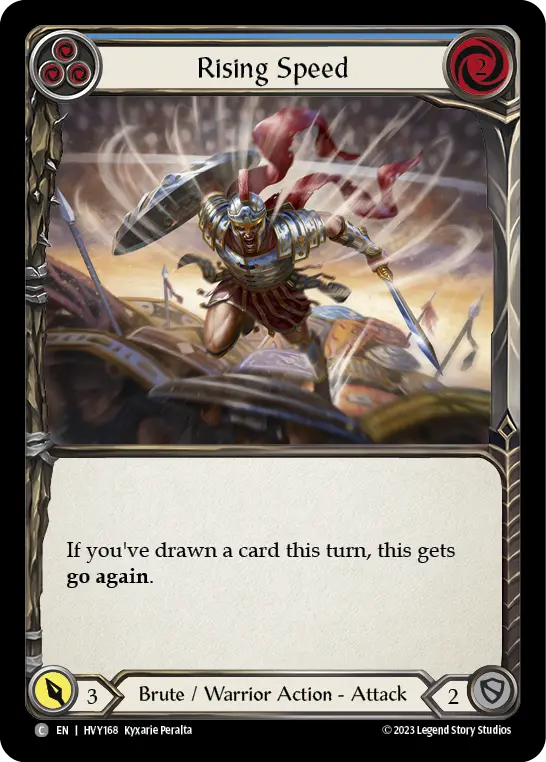 Rising Speed (Blue) — Heavy Hitters Flesh and Blood card by Kyxarie Peralta