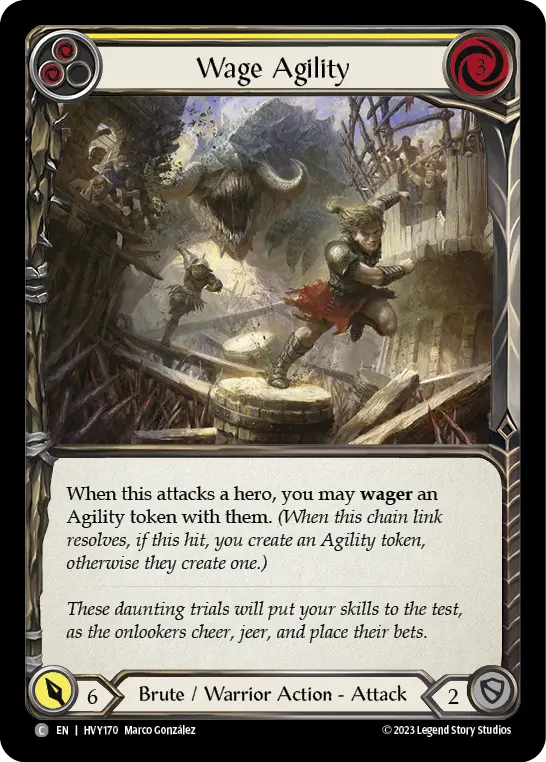 Wage Agility (Yellow) — Heavy Hitters Flesh and Blood card by Marco González