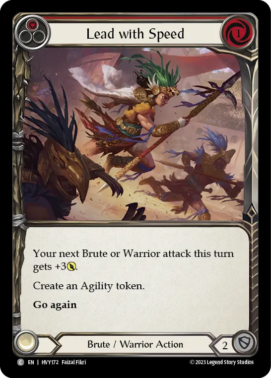Lead with Speed (Red) — Heavy Hitters Flesh and Blood card by Faizal Fikri