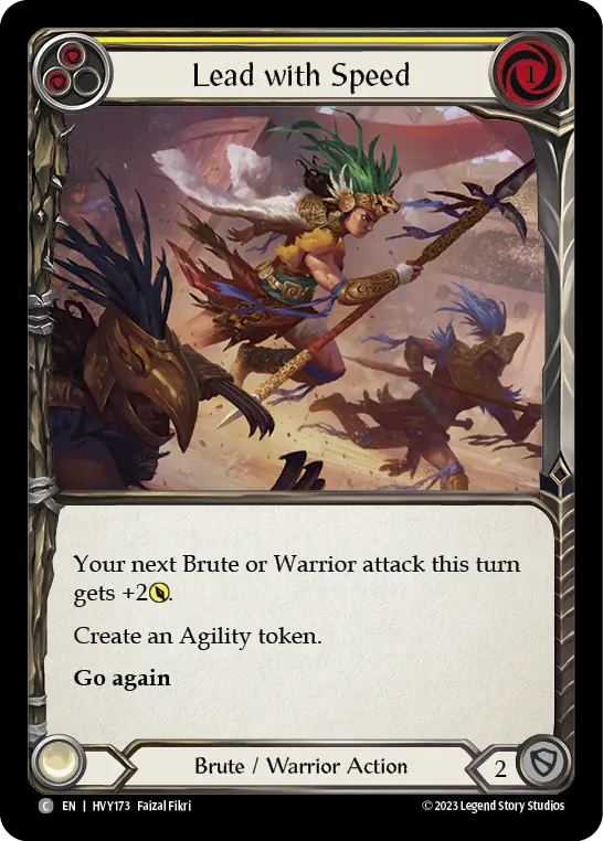 Lead with Speed (Yellow) — Heavy Hitters Flesh and Blood card by Faizal Fikri
