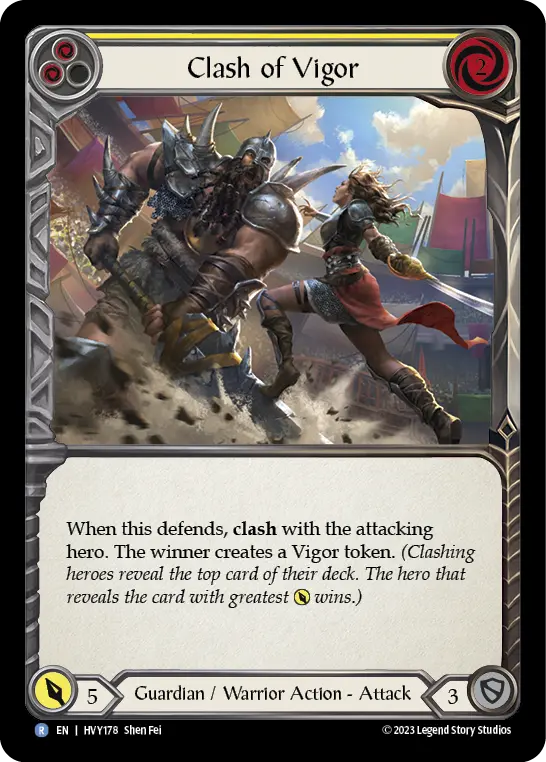Clash of Vigor (Yellow) — Heavy Hitters Flesh and Blood card by Shen Fei