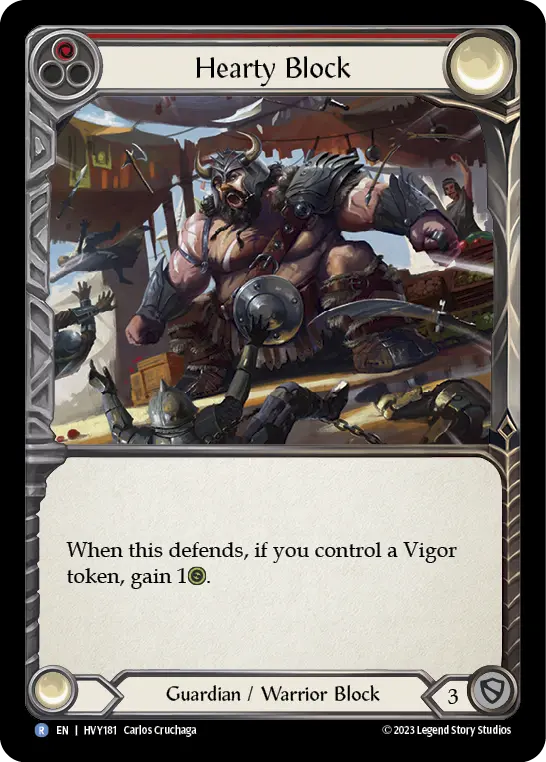 Hearty Block — Heavy Hitters Flesh and Blood card by Carlos Cruchaga