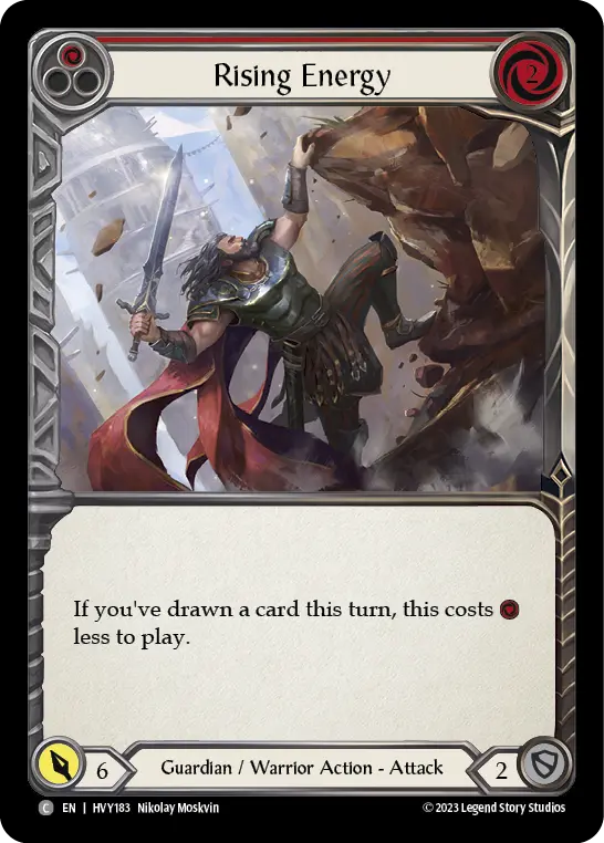 Rising Energy (Red) — Heavy Hitters Flesh and Blood card by Nikolay Moskvin