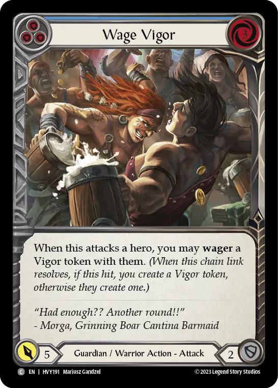 Wage Vigor (Blue) — Heavy Hitters Flesh and Blood card by Mariusz Gandzel