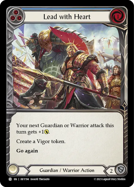 Lead with Heart (Blue) — Heavy Hitters Flesh and Blood card by Isuardi Therianto