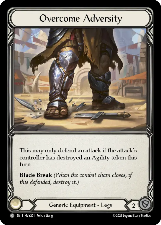 Overcome Adversity — Heavy Hitters Flesh and Blood card by Felicia Liang