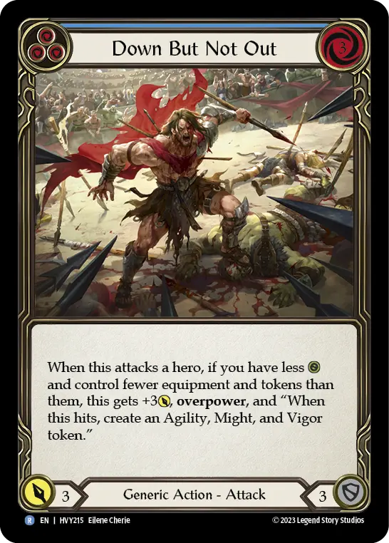 Down But Not Out (Blue) — Heavy Hitters Flesh and Blood card by Eilene Cherie