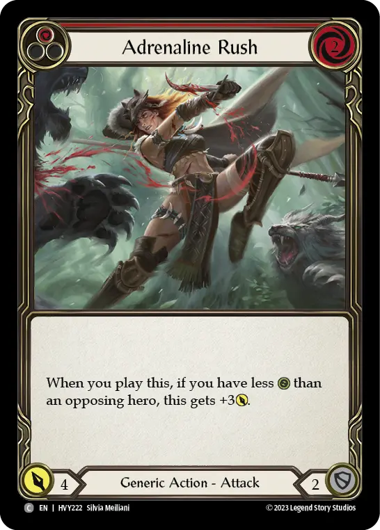 Adrenaline Rush (Red) — Heavy Hitters Flesh and Blood card by Silvia Meliusi