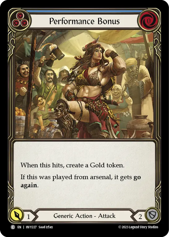 Performance Bonus (Blue) — Heavy Hitters Flesh and Blood card by Saad Irfan