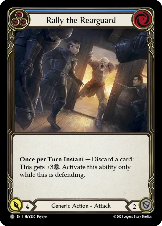 Rally the Rearguard (Blue) — Heavy Hitters Flesh and Blood card by Peyeyo