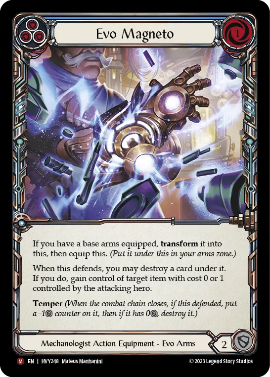 Evo Magneto — Heavy Hitters Flesh and Blood card by Mateus Manhanini