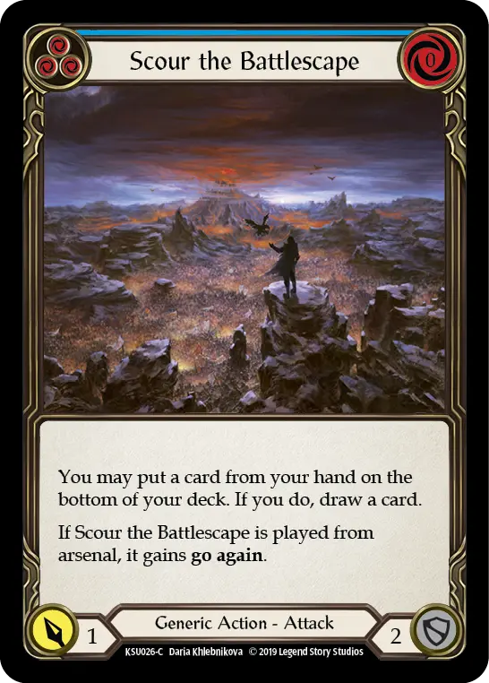 Scour the Battlescape (Blue) — Hero Deck: Katsu Flesh and Blood card by Daria Khlebnikova