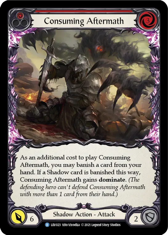 Consuming Aftermath (Red) — Blitz Deck: Monarch - Levia Flesh and Blood card by Vito Vivodka