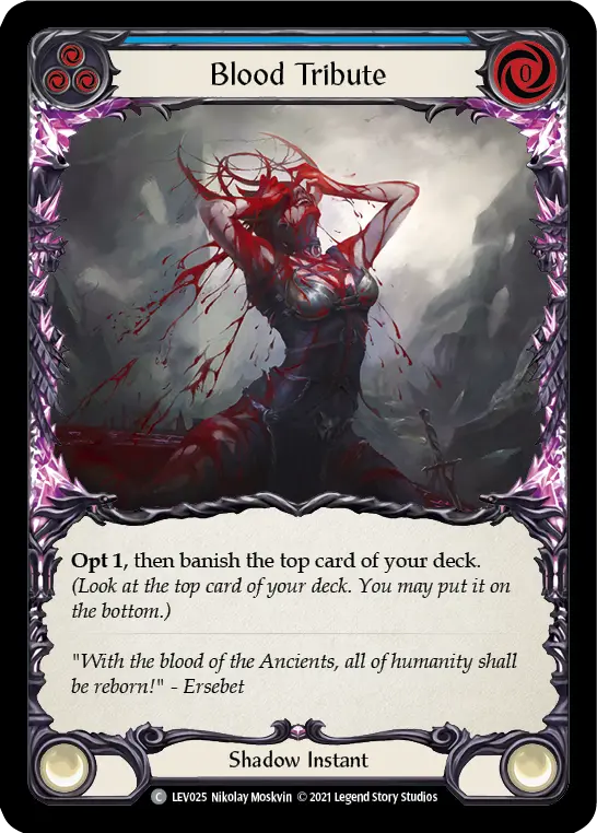Blood Tribute (Blue) — Blitz Deck: Monarch - Levia Flesh and Blood card by Nikolay Moskvin