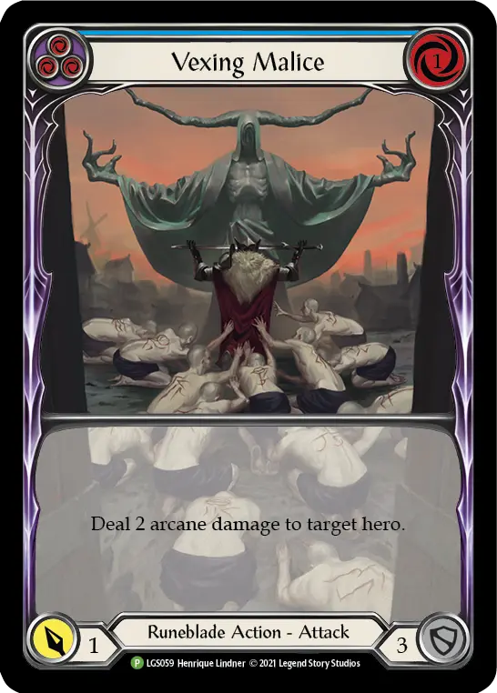 Vexing Malice (Blue) (Extended Art) - LGS059 — Flesh and Blood: Promo Cards Flesh and Blood card by Henrique Lindner