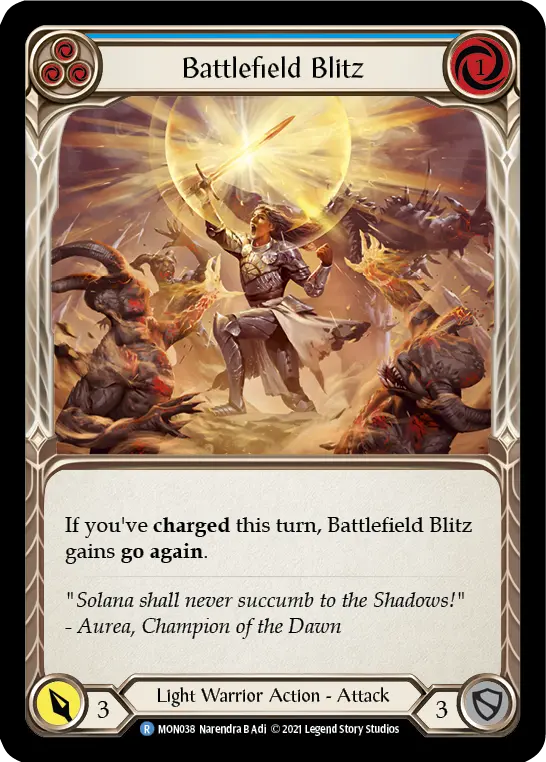 Battlefield Blitz (Blue) — Monarch Flesh and Blood card by Narendra B Adi