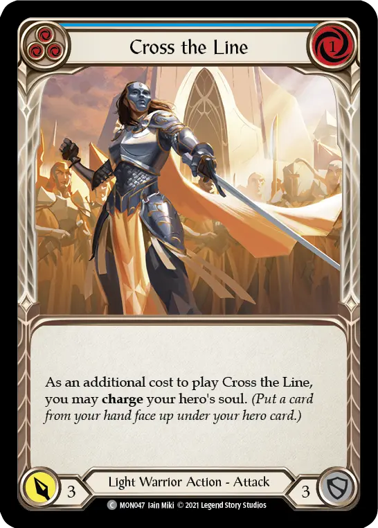 Cross the Line (Blue) — Monarch Flesh and Blood card by Iain Miki