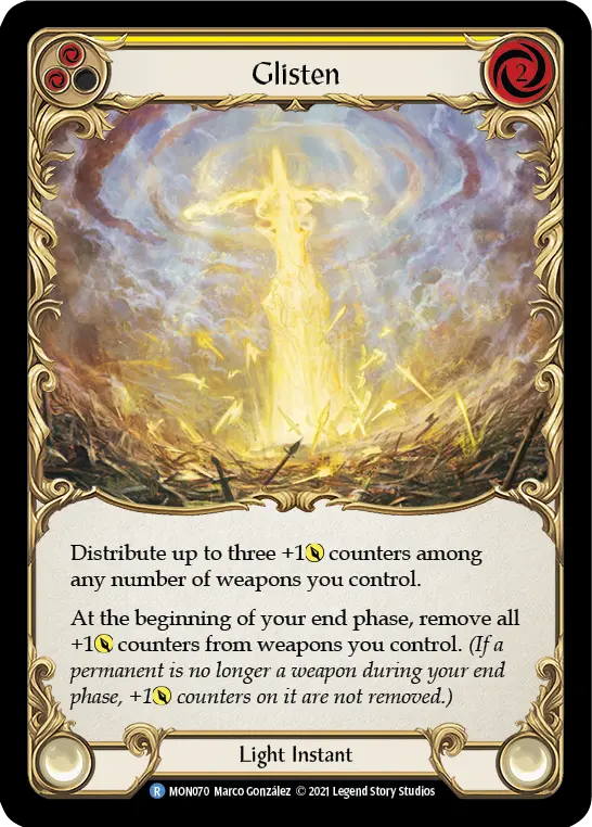 Glisten (Yellow) — Monarch Flesh and Blood card by Marco González