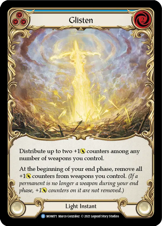 Glisten (Blue) — Monarch Flesh and Blood card by Marco Gonzalez