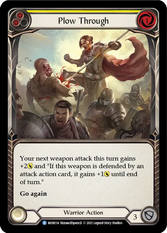 Plow Through (Yellow) — Monarch Flesh and Blood card by bimawithpencil
