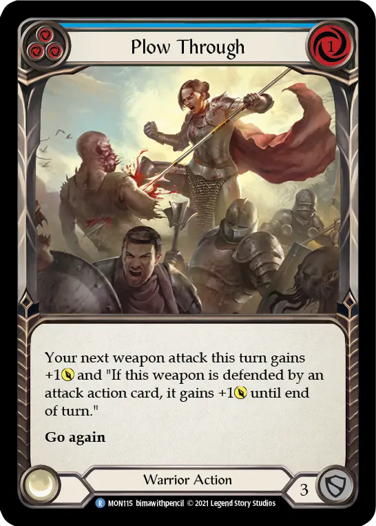 Plow Through (Blue) — Monarch Flesh and Blood card by bimawithpencil